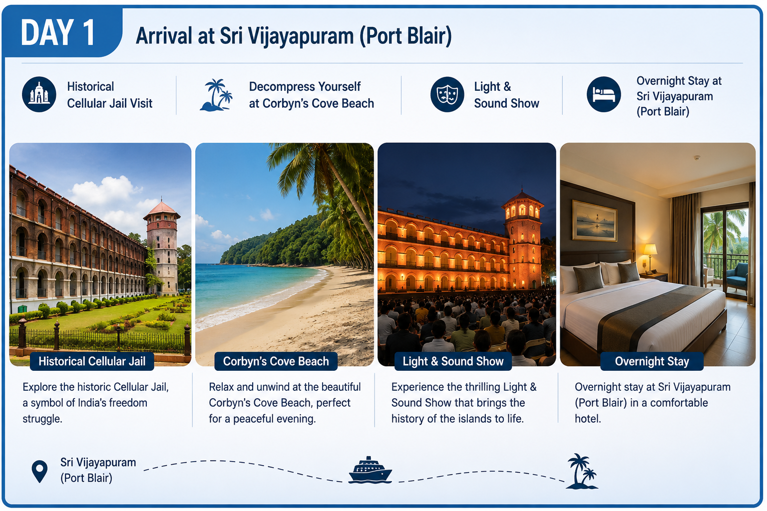 Day 1 Andaman Tour Package – Port Blair Sightseeing and Cellular Jail Visit